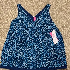 Lilly Pulitzer Blue Leopard Print Blouse